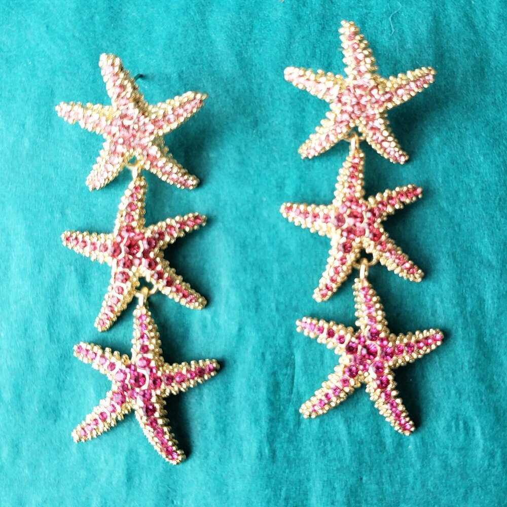 2/15$ Sugarfix gold tone pink starfish star earrings
